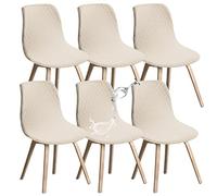 JUNZHE Shell Dining Chair Covers, Stretch Retro Chair Slipcovers Washable Removable Chair protector for Dining Room, Kitchen, Restaurant, Hotel (Beige, Set of 6)