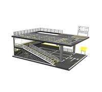 JunZheHub 1/64 Diecast Car Display Garage with Ramp, Two-Story Parking for Collectors, Storage Shelf, Parking Lot Diorama, Style A