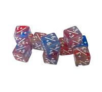 JunZheHub 10 Pieces Dice Counters, Math Teaching Aids, Addition And Subtraction, Acrylic for Board Games, D6, Red Blue