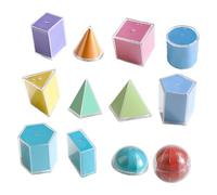 JunZheHub 12 Pieces of 3D Geometric Solids for School, Shape Recognition, Math Toys, Geometry