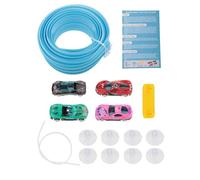 JunZheHub 4.5 M Flexible Track with 4 Mini Die-cast Cars, Double Physics Track, Portable, Multifunctional, for Children Ages 3 And Up, Suction Cup Mount, Green