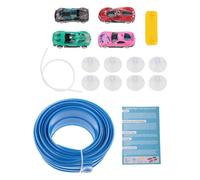JunZheHub 4.5 M Flexible Track with 4 Mini Die-cast Cars, Double Physics Track, Portable, Multifunctional, for Children Ages 3 And Up, Suction Cup Mount, Blue