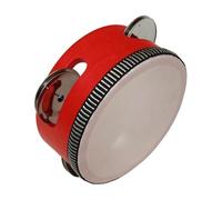 JunZheHub 4-Inch Wooden Tambourine Child-Friendly Tambourine with Metal Metal Discs Compact Percussion Instrument for Young Beginners, Classroom, Red, 4IN