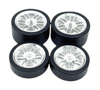 JunZheHub 4 RC Wheels And Tires, High-Performance Mounting Accessories, Aluminum, Portable for 1:24 Scale Models 244016, Silver