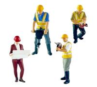 JunZheHub 4Pcs 1/64 Construction Worker Figure Tiny People Model Sand Table Ornament