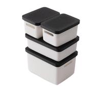 JunZheHub 4x 1/12 Dollhouse Storage Box with Lid Life Scene Collection Diorama 1:12 Dollhouse Decoration for C, Black