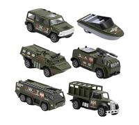 JunZheHub 6-piece Alloy Vehicle, Pull Back And Drive, 7-8 Cm, for Children From 3 Years, Green Metal Housing, Impact-resistant, Style A