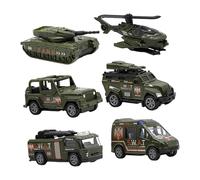 JunZheHub 6-piece Alloy Vehicle, Pull Back And Drive, 7-8 Cm, for Children From 3 Years, Green Metal Housing, Impact-resistant, Style B