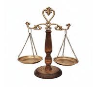 JunZheHub Decorative Balance Scale Metal Old-Fashioned Table Ornament Law Decor Retro Charm Classic Artful Room Accessory Suitable, Antique Bronze, Heart Scroll Top With Wooden Base