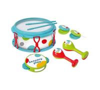 JunZheHub Drum Set, Musical Instrument, Party Toy, Ages 2 And Up, Early Childhood Education, Development on The Go, Finger Castanets, Tambourine, blue