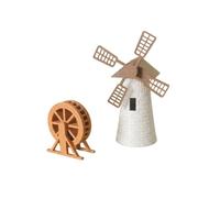 JunZheHub Miniature Windmill Ornament, Windmill + Ginger Yellow Waterwheel Set