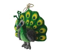 JunZheHub Peacock Keychain, Bag Charm, Funny, Adorable, Cute, Creative Doll Purse Backpack Pendant for Kids, Birthday Gift, Green