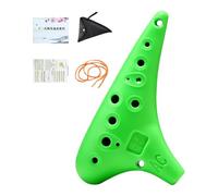 JunZheHub Small 12-Hole Alto Ocarina Tuned in C, Resin Instrument, Portable, Lightweight, Practical, Carrying Bag Included, Smooth Finish, Green