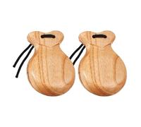 JunZheHub Spanish Castanets Pair, Traditional Percussion Instrument Made of Wood, Handmade, Clapper Finger Instrument, Suitable for Children, Music Lessons, wood color
