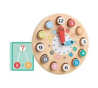JunZheHub Wooden Clock Toy,Teaching Time Number Puzzle,Moveable Hands,Fine Motor Skills Stacking Sorter for Supplies Kids