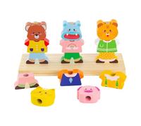 JunZheHub Wooden Stacking Blocks, Sensory Toy, Animal Dress-Up Learning Activity for 2, 3, 4, And 5 Year Olds