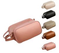 JUNZNB dunSgt Luxorluxe Makeup Bag, Luxorluxe Large Capacity Travel Cosmetic Bag, PU Leather 3 Layer Makeup Travel Bag, Portable Multifunctional Storage Bag, Pink