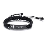 JUNZNB Handmade Braided Religious Inspirational Bible Sculpture Crucifix Bible Verse Gift Christian Gift Blessed Gift Bible Verse Bracelet, One Size, Stainless Steel, No