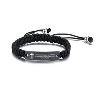 JUNZNB Handmade Braided Religious Inspirational Bible Sculpture Crucifix Bible Verse Gift Christian Gift Blessed Gift Bible Verse Bracelet, One Size, Stainless Steel, No