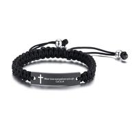 JUNZNB Handmade Braided Religious Inspirational Bible Sculpture Crucifix Bible Verse Gift Christian Gift Blessed Gift Bible Verse Bracelet, One Size, Stainless Steel, No