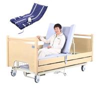 Juodkeo 10 Function Electric Hospital Bed with Anti-Sideslip, Timed Turning Function, Safety Guardrails for Elderly Disabled,with Air Mattress1