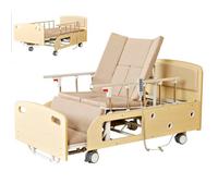 Juodkeo 10 Function Solid Wood Full Electric Medical Hospital Bed for Home Use, Back Lifting Angle 0-70°, Leg Flexion 0-20°, Leg Drop 65°, 250kg Loading