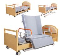 Juodkeo 5 in 1 Hospital Bed with Rotation Function, Adjustable Height Medical Beds with Mattress, Ultra-Quiet Motor, for Seniors and Post-Surgery Patients at Home