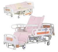 Juodkeo Adjustable Home Care Bed with Mattress, 8-in-1 Sleeping Reclining Sitting Standing, Electric Hospital Beds for Elderly Post-Surgery Use, Grip Rails