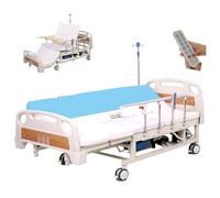 Juodkeo Adjustable Premium 10 Function Full Electric Hospital Bed, ICU Electric Medical Bed, Lateral Tilting, Include Mattress IV Pole Quiet Wheels, 200kg Loading,Electric