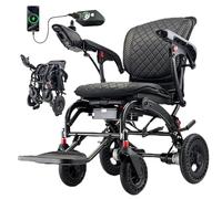 Juodkeo All Terrain Electric Wheelchair with Adjustable Footrest, Brushless Silent Motor, Anti-Tip Wheels, for Travel, Shopping,with Light