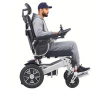 Juodkeo Aluminum Lightweight Reclining Wheelchair for Senior, with Headrest, Airline Approved Deluxe Foldable Electric Wheelchair, 500W 12AH Lithium Battery, All Terrain, Max 150kg
