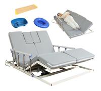 Juodkeo Electric Adjustable Backrest Bed for Elderly, Remote Control Back Rest (0-85°), Leg Support (0-45°), 80° Turning, with Mattress, Bedpan, Table,190 * 120