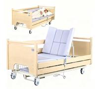 Juodkeo Electric Adjustable Hospital Bed for Home, 550lbs Capacity, Turning Timer for Elderly Disabled, Includes Wood Safety Rails