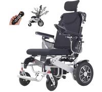 Juodkeo Electric Wheelchair with Headrest, Foldable Lightweight All Terrain Power Wheelchairs for Adults, Auto Reclining Backrest, 500W Motor, 150kg-25km, 12AH Lithium Battery