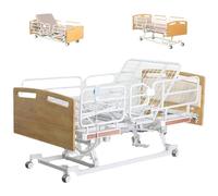 Juodkeo Lift Adjustable Multifunctional Solid Wood Electric Hospital Beds for Elderly Post-Surgery Use, Grip Rails, with Bouble-Sided Silent Brake Wheels