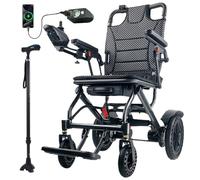 Juodkeo Lightweight Electric Wheelchairs for Adults, Foldable Power Wheelchair, 13 Miles Range, for Outdoors, Travel, Shopping,with Light and Stick
