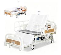 Juodkeo Premium 3 Function Electric Hospital Bed with Lateral Tilting for Home Use, Adjustable Hospital ICU Bed, Remote Control, Quiet Wheels, IV Pole,200 * 90