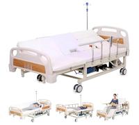 Juodkeo Premium 5 Function Full Electric Hospital Bed for Home Use, ICU Medical Bed, Remote Control,Individual Locking, IV Pole, Mattress, Adjustable Height Range, 551LBS Loading