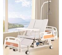 Juodkeo Premium 5 Function Full Electric ICU Hospital Bed with Timed Turn Function, 18.5-29.1in Height Range, Adjustabe Medical Bed with Mattress, Rails, Casters