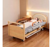 Juodkeo Premium Adjustable Full Electric Rotating Home Care Bed with Mattress, 5-in-1 Sleeping Reclining Sitting Standing 90° Rotating, with Remote Control