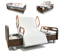 Juodkeo Rotation Full Electric Premium Hospital Bed - 5 Function Full Electric Hospital ICU Bed with Memory Foam Mattress Included Motor & Remote Control,Dark Brown