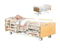Juodkeo Solid Wood Lift ICU Full Adjustable Electric Medical Bed for Elderly, with Backrest and Leg Lift Function, One-Touch Reset, with Foam Mattress