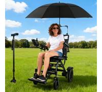 Juodkeo Ultra Lightweight Foldable Aluminium Electric Wheelchair for Adults, Motorized 360W Motor, 150kg Capacity, Ultra-Light 15.8kg, Including Umbrella and Walking Stick,20AH