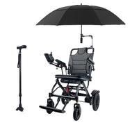 Juodkeo Ultra Lightweight Foldable Aluminium Electric Wheelchair for Adults, Motorized 360W Motor, 150kg Capacity, Ultra-Light 15.8kg, Including Umbrella and Walking Stick,6AH