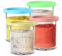 JUOENLP Replacement for Ninja Creami Pints and Lids 4 Pack Compatible with NC501EU AMZ Series Deluxe Ice Makers, Creami Pint Container with Leak-proof Lids, Dishwasher Safe
