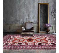 juofbwas Washable Hallway Area Rugs Non-Slip No Shedding Long Rug for Hall Kitchen Bathroom Bedroom Entrance Geometric abstract ethnic style red and blue 60 x 120 cm