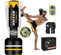 JUOIFIP 2-IN-1 Boxing Bag for Adult 180cm, Upgraded Self Inflating Pucnhing Bag with Boxing Gloves and Built-in Air Pump for Training MMA Muay Thai Fitness Beginners