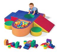 JUOIFIP 8 PCS Kids Soft Play Set, Colorful Foam Climbing Blocks for Toddlers, Soft Play Block Climbing Blocks for Toddlers 1-3, Indoor Climb and Crawl Set