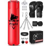 JUOIFIP Heavy Punch Bag Hanging Set - 4FT Unfilled Boxing Bag with Gloves & Full Accessories, Microfiber Leather Heavy Bag for Kickboxing, MMA, Grappling, Muay Thai, Karate & Home Fitness