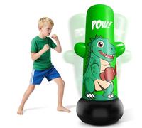 JUOIFIP Kids Punch Bag, 47'' Inflatable Boxing Bag with Bouncing Action and Non-falling Base for Practicing MMA Karate Taekwondo and to Relieve Pent Up Energy